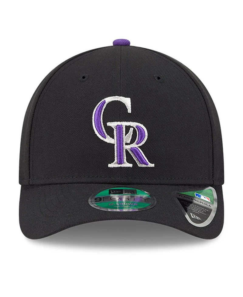 New Era Men's Black/ Colorado Rockies Player Replica 9FORTY Adjustable Hat