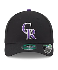 New Era Men's Black/ Colorado Rockies Player Replica 9FORTY Adjustable Hat