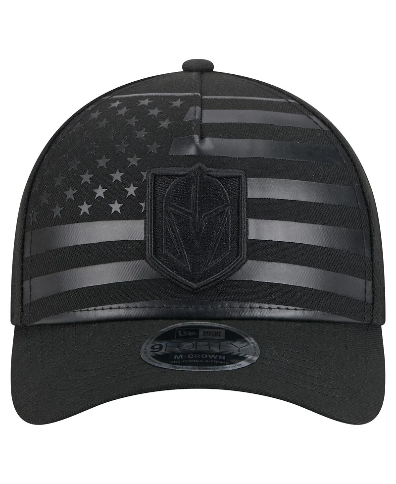 New Era Men's Black Vegas Golden Knights Game Day Stealth Flag 9FORTY A-Frame Adjustable Hat
