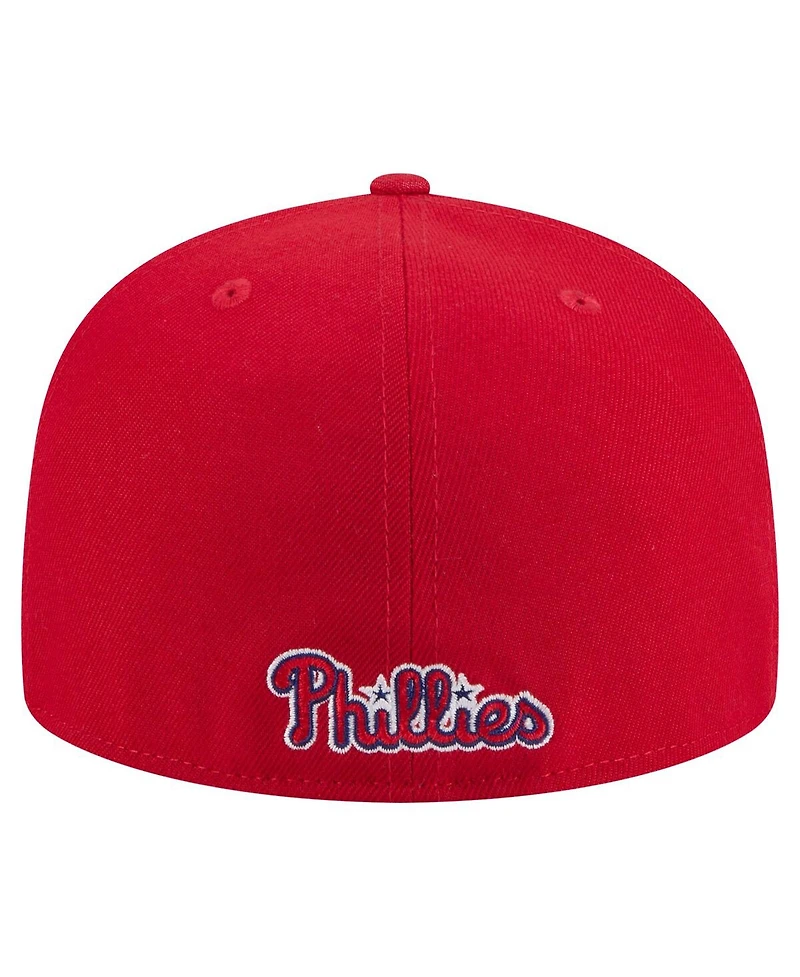 New Era Men's Red Philadelphia Phillies Overlap 59FIFTY Fitted Hat