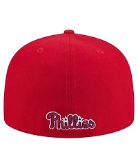 New Era Men's Red Philadelphia Phillies Overlap 59FIFTY Fitted Hat