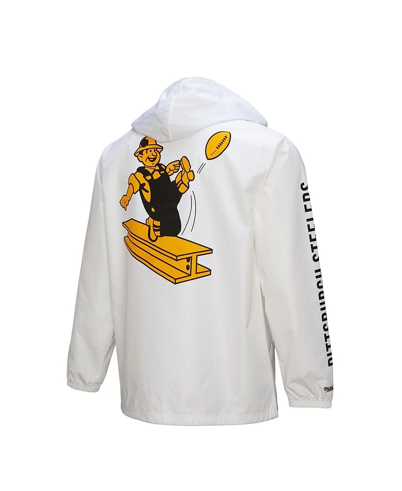 Mitchell & Ness Men's White Pittsburgh Steelers Vintage Logo Coaches Full-Snap Hoodie Jacket