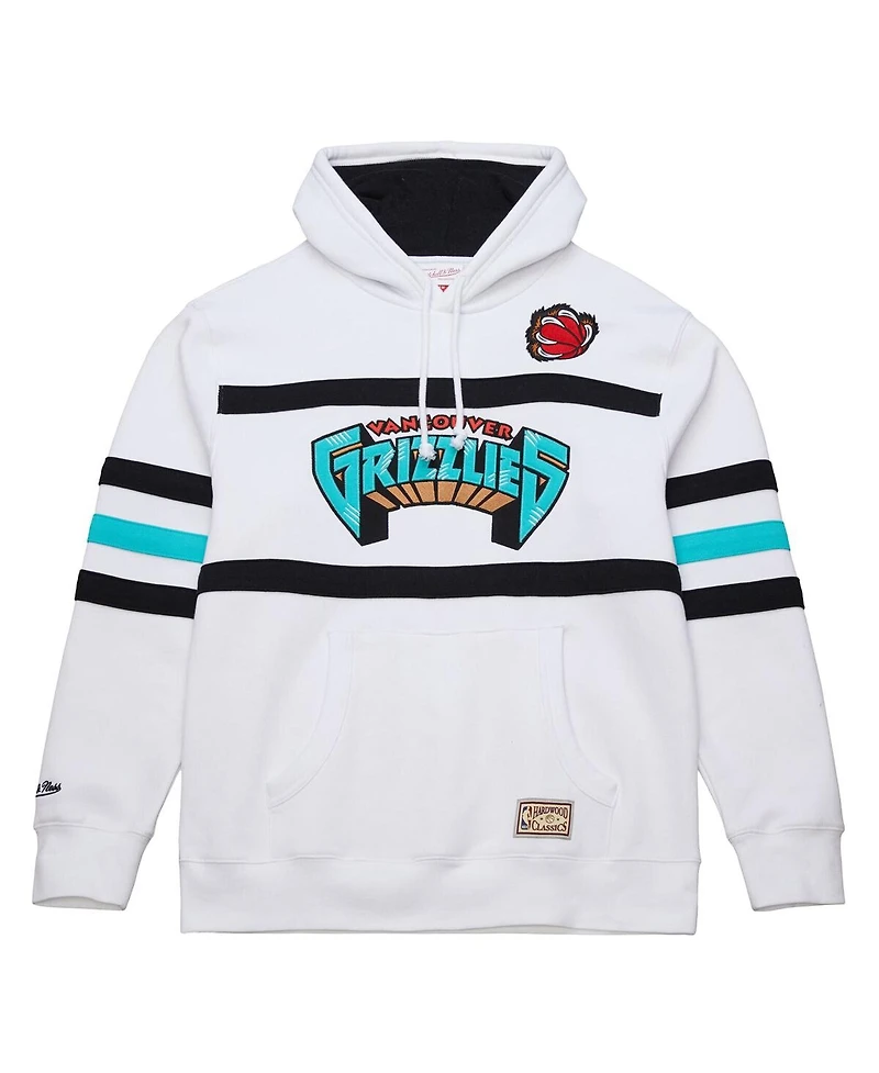 Mitchell & Ness Men's White Vancouver Grizzlies Hardwood Classics Nights Head Coach Pullover Hoodie