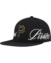Mitchell & Ness Men's Black Pittsburgh Pirates Just Don x Mlb Lux Script Snapback Hat
