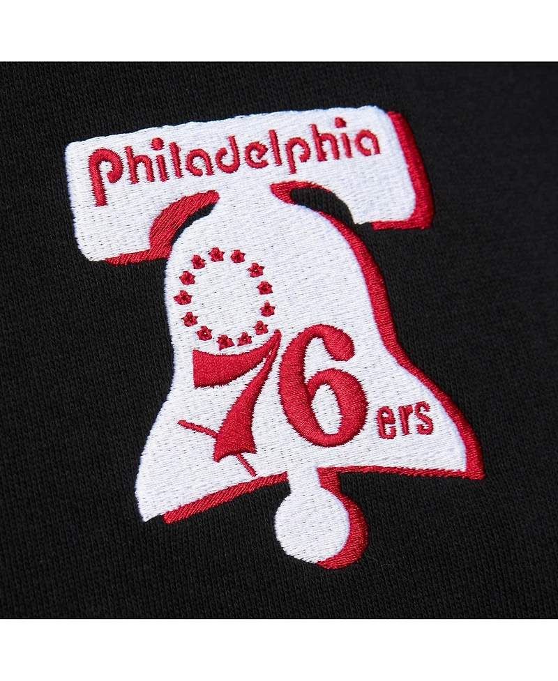 Mitchell & Ness Women's Black Philadelphia 76ers Hardwood Classics Cropped Pullover Hoodie
