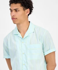Sun + Stone Men's Adrian Short Sleeve Striped Button-Front Camp Shirt, Exclusively at Macy's