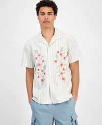 Sun + Stone Men's Luke Short Sleeve Striped Floral Button-Front Camp Shirt, Exclusively at Macy's