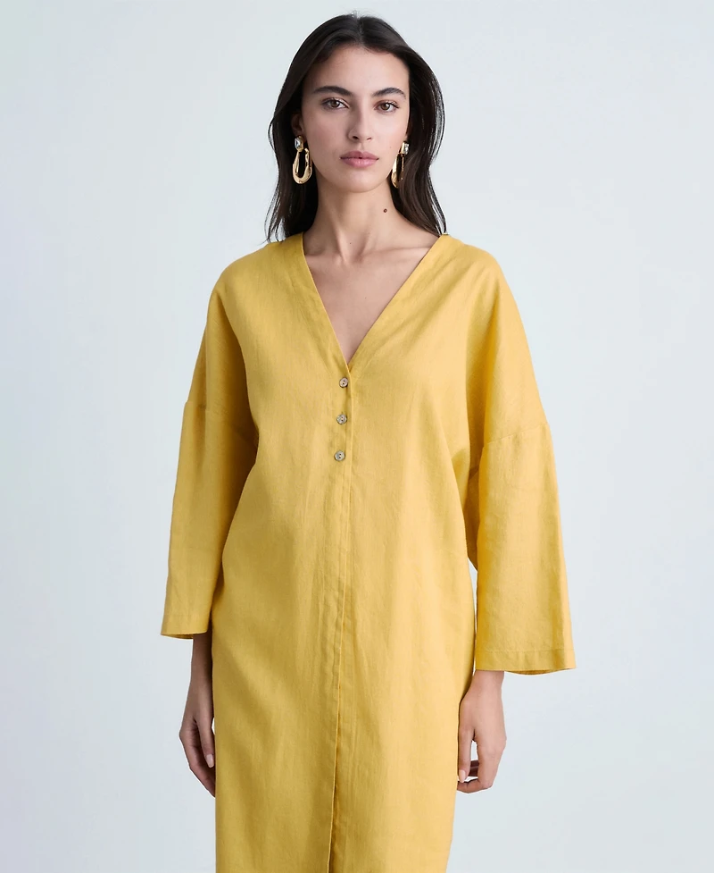 Mango Women's Oversize Linen-Blend Dress