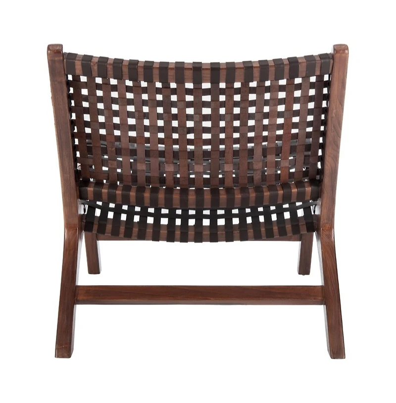 Luna Leather Woven Accent Chair