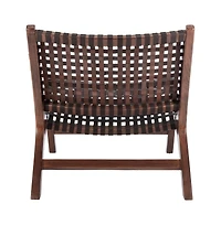 Luna Leather Woven Accent Chair