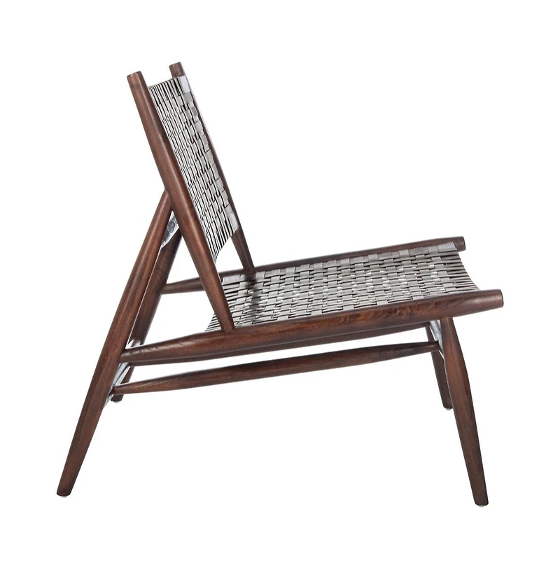 Soleil Leather Woven Accent Chair