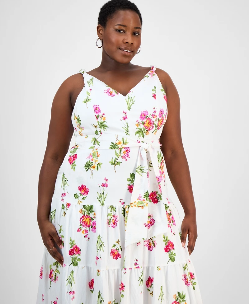 Taylor Plus Floral V-Neck Sleeveless Maxi Dress