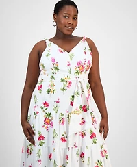 Taylor Plus Floral V-Neck Sleeveless Maxi Dress