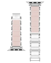 Anne Klein Women's Pink Rubberized Link with Silver-Tone Alloy Metal Band for Apple Watch 10 38/40/41mm