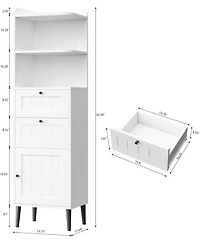 White Bathroom Storage Cabinet with 2 Drawers, 2 Shelves, and 1 Door