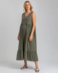 Pietro Brunelli Maternity V-Neck Poplin Waterlily Maxi Dress