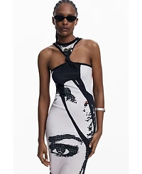 Desigual Women's Fitted midi dress face