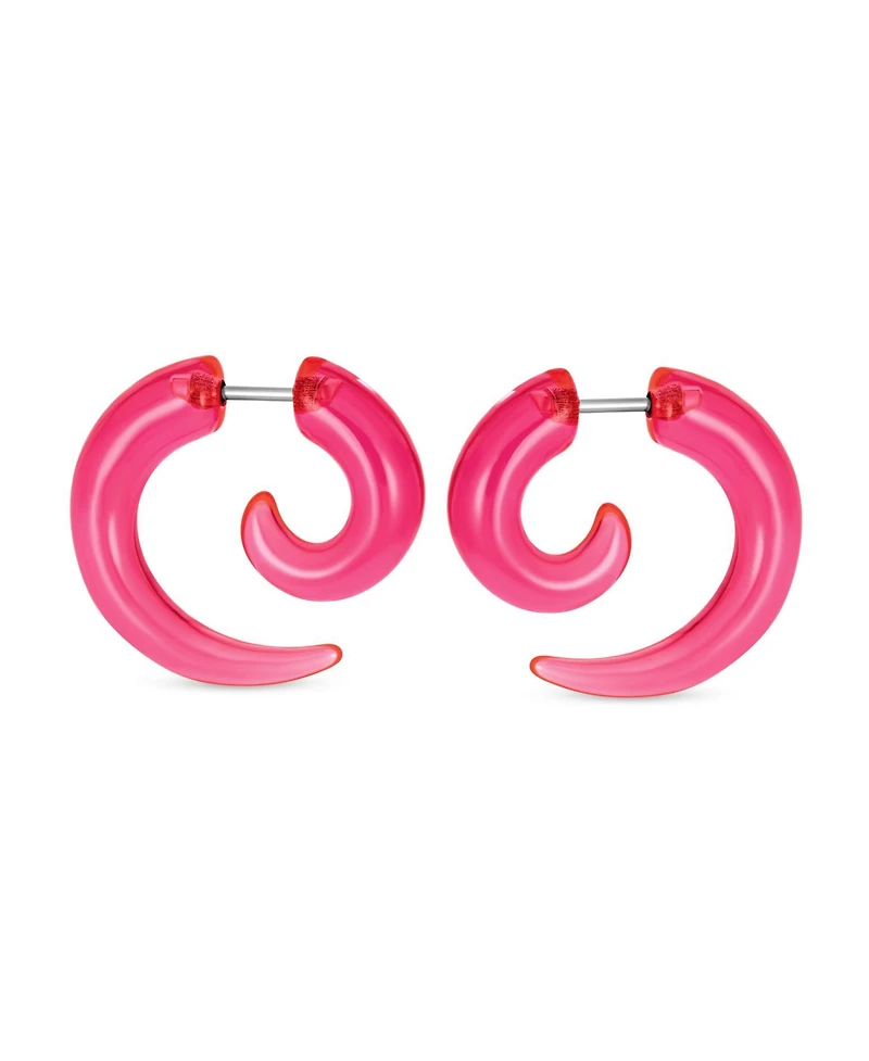 Bling Jewelry Round Swirl Spiral Tribal Fake Faux Ear Plug Taper Earrings Acrylic Resin Steel