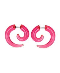 Bling Jewelry Round Swirl Spiral Tribal Fake Faux Ear Plug Taper Earrings Acrylic Resin Steel