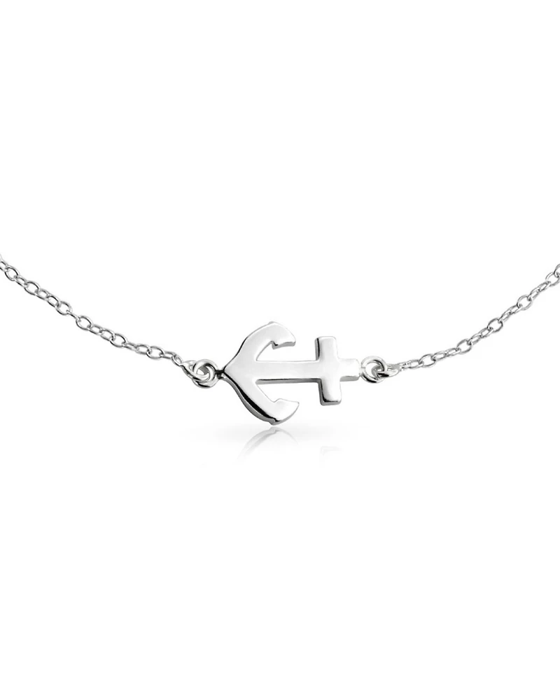 Bling Jewelry Nautical Ocean Sideways Boat Anchor Charm Anklet Ankle Bracelet .925 Sterling Silver Adjustable 9 To 10 Inch With Extender