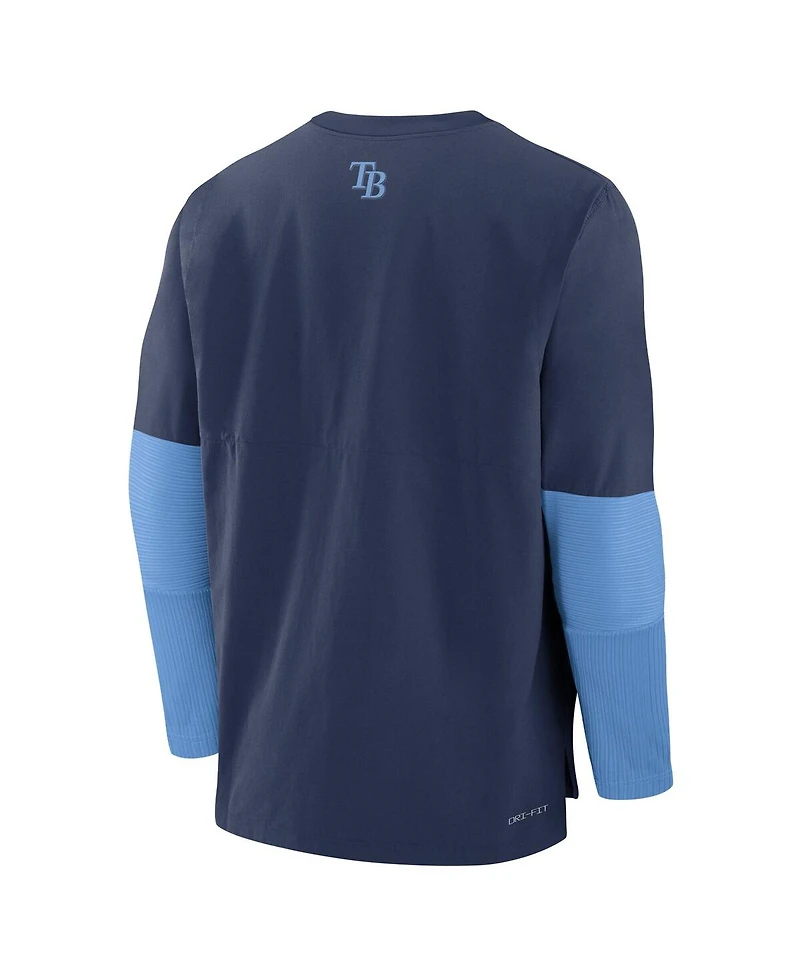 Nike Men's Navy/Light Blue Tampa Bay Rays Authentic Collection Player Lightweight Performance Long Sleeve Top