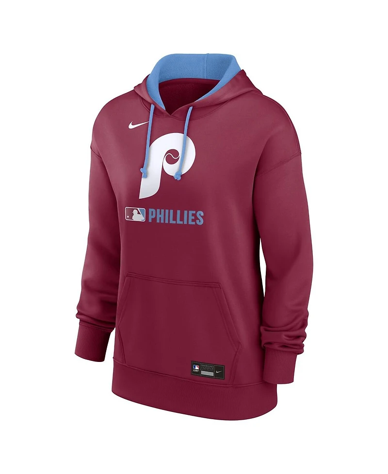 Nike Women's Burgundy Philadelphia Phillies Authentic Collection Lockup Alternate Logo Performance Pullover Hoodie