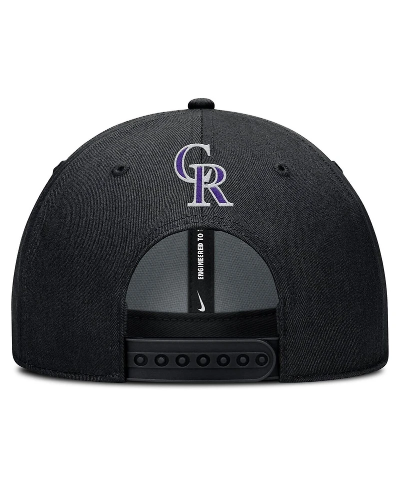 Nike Men's Black Colorado Rockies Rise Gaberdine Adjustable Hat