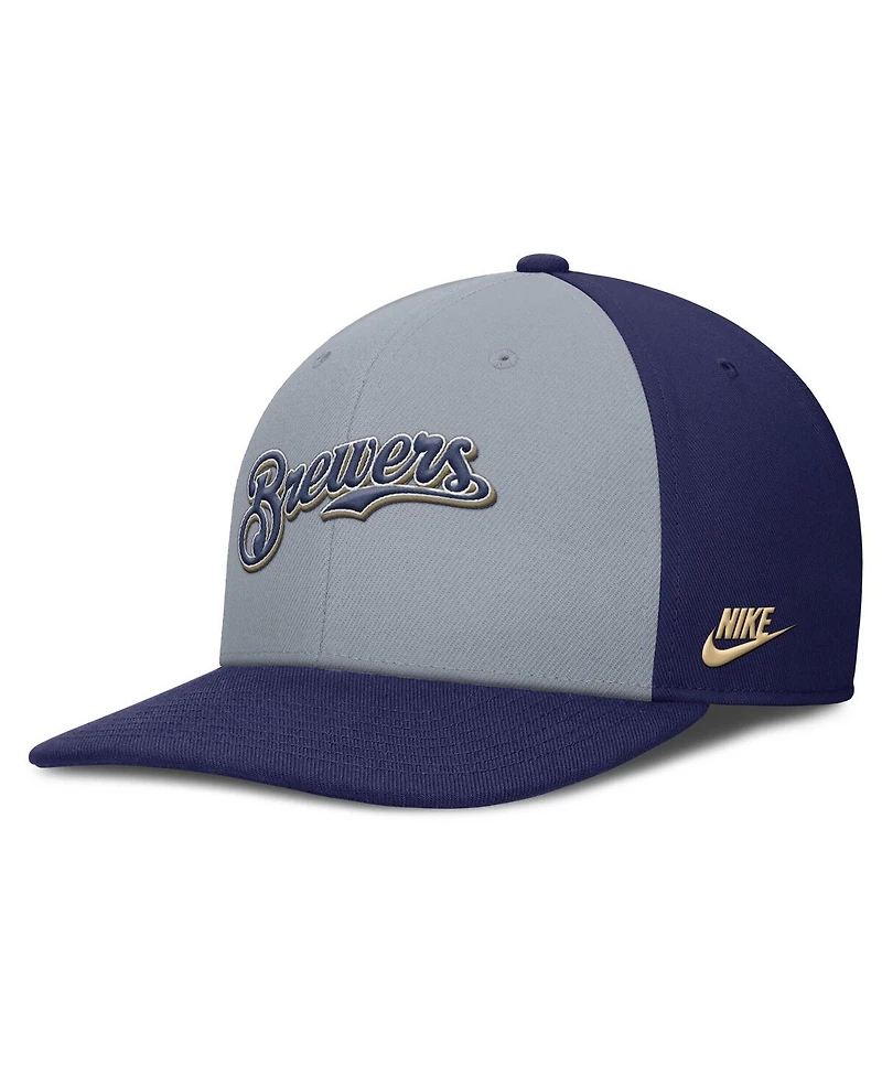 Nike Men's Gray/Navy Milwaukee Brewers Pro Performance Snapback Hat