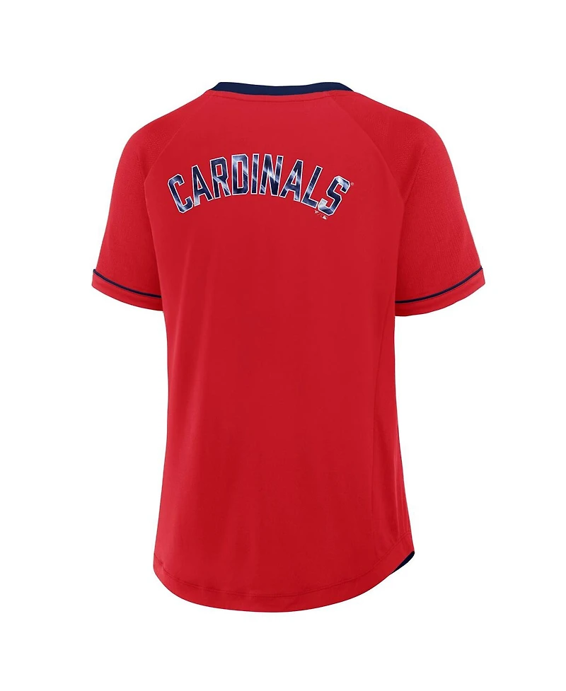 Fanatics Women's Red St. Louis Cardinals League Diva Star Raglan V-Neck T-Shirt