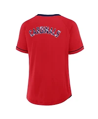 Fanatics Women's Red St. Louis Cardinals League Diva Star Raglan V-Neck T-Shirt