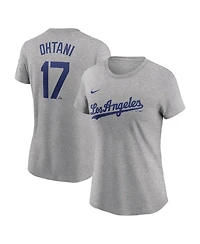 Nike Women's Shohei Ohtani Heather Gray Los Angeles Dodgers Fuse Name Number T-Shirt