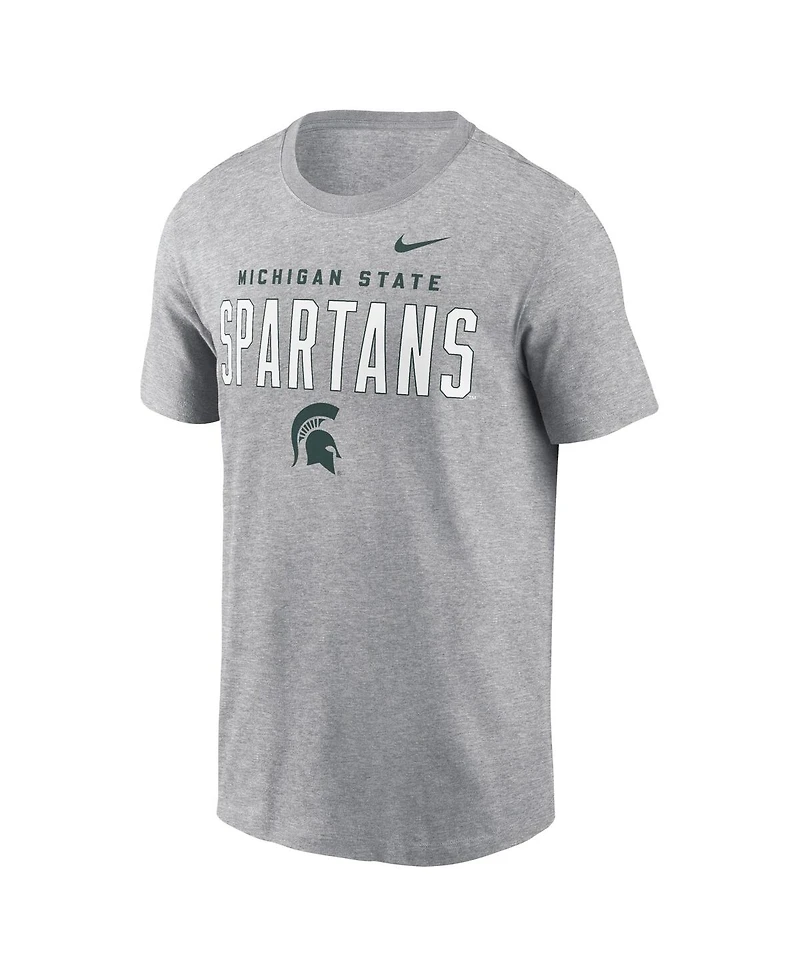 Nike Men's Heather Gray Michigan State Spartans Campus 2-Hit Primary Mascot T-Shirt