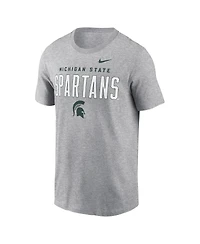 Nike Men's Heather Gray Michigan State Spartans Campus 2-Hit Primary Mascot T-Shirt