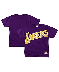 Mitchell & Ness Men's Purple Los Angeles Lakers Hardwood Classics Big Face 2. 0 T-Shirt
