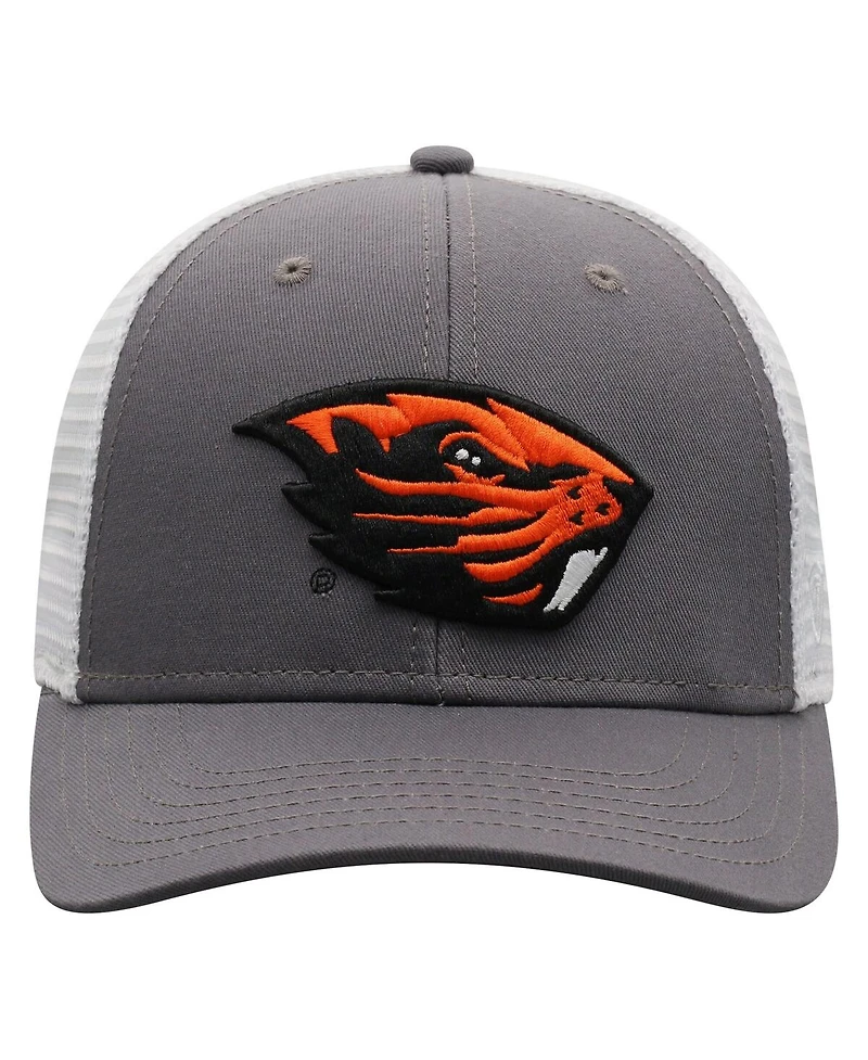 Top of the World Men's Gray/White Oregon State Beavers Victory Baseline Trucker Adjustable Hat