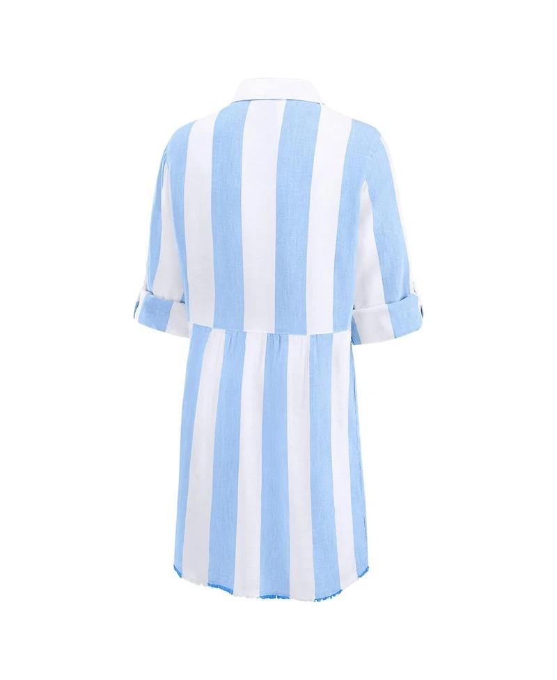 Tommy Bahama Women's Blue/White Detroit Lions Rugby Beach Stripe Button-Up Tunic