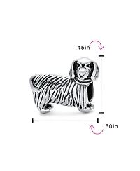 Bling Jewelry Pet Animal Lover Dachshund Hot Small Breed Dog Puppy Charm Bead Oxidized .925 Sterling Silver