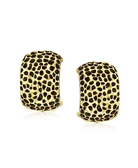 Bling Jewelry Fashion Speckle Hammered Leopard Half Hoop Clip On Earrings Matte Silver Gold Plated For Non Pierced Ears