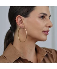 Bling Jewelry Timeless Minimalist Endless Continuous Lightweight Simple Thin 2-3mm Tube Hoop Earrings Gold Plated Finish 1.75,2