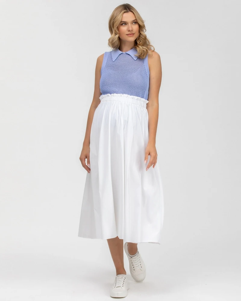 Pietro Brunelli Maternity Poplin Hidden Pocket Midi Olivia Skirt