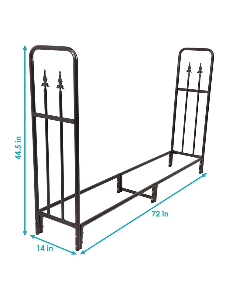 Indoor/Outdoor Powder-Coated Steel Fire Pit or Fireplace Firewood Log Rack Holder - 6'