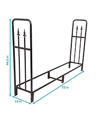 Indoor/Outdoor Powder-Coated Steel Fire Pit or Fireplace Firewood Log Rack Holder - 6'
