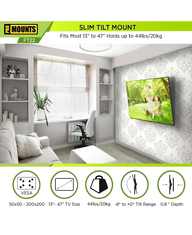 ProMounts Tilt Tv Wall Mount for TVs 13"