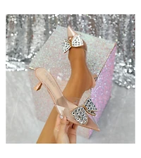 Berness Women's Maxi88 Clear Upper Kitten Heels with Rhinestone Detail