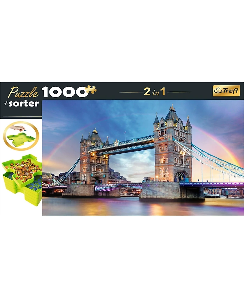 Trefl Red 1000 Piece Puzzle & Sorter - Rainbow over Tower Bridge