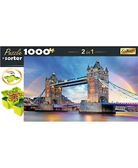 Trefl Red 1000 Piece Puzzle & Sorter - Rainbow over Tower Bridge