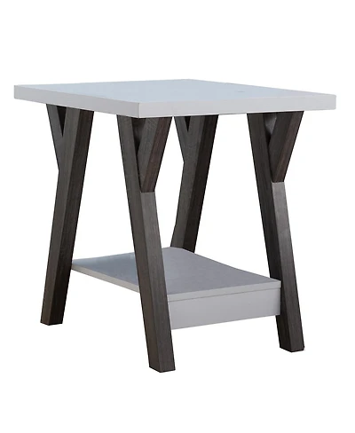 Two-Tone End Table with Bottom Shelf for Stylish and Functional Storage