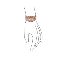 Bling Jewelry Wide Pink Rose Gold Plated White Crystal Encrusted Statement Stretch Bracelet