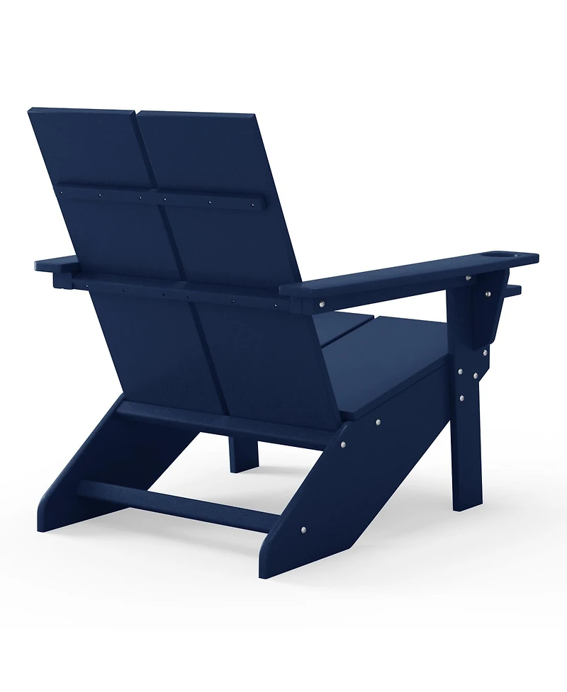 Outdoor Hdpe Modern Adirondack Chair with Cup Holder (Set of 4)