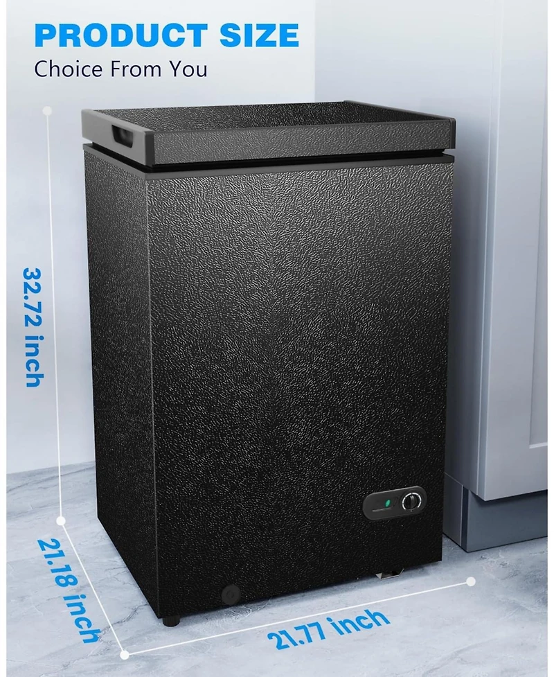 Cowsar 3.5 Cu.Ft Chest Freezer with Removable Basket and Bottom Defrost Water Drain Freestanding Top Open Door, Deep Freezer, Mini Freezer with Adjust